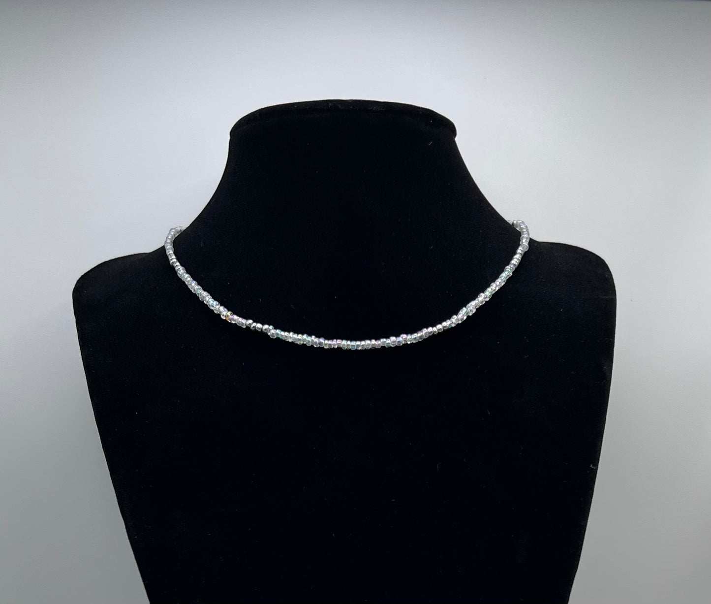 Angelic White and Silver Seed Bead Necklace