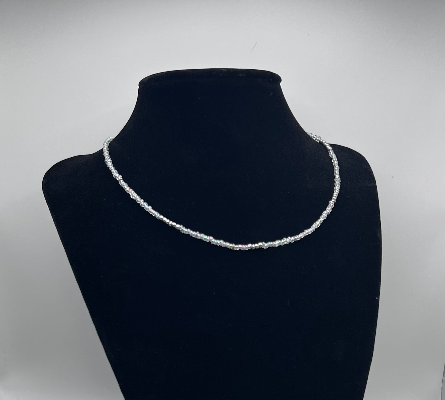 Angelic White and Silver Seed Bead Necklace